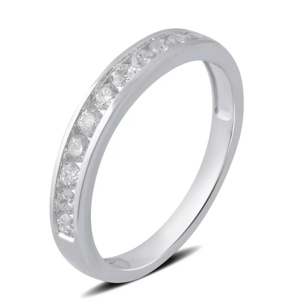 1/2 Carat T.w. Lab Grown Diamond Channel Sterling Silver Wedding Band Women's - Picture 4 of 10